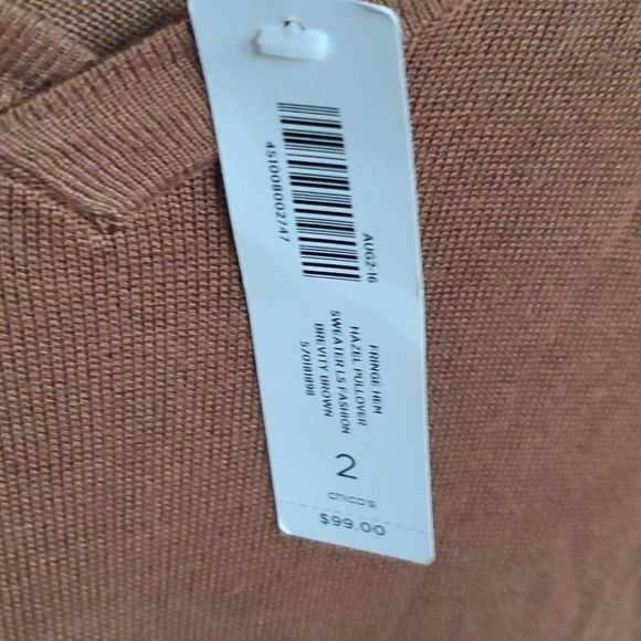 SOLD!! CHICO'S Fringe Sweater - Size 2 (8-10) - Picture 4 of 5